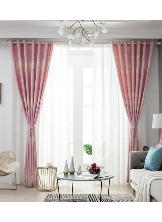 Fabric Nation Curtains Blackout Insulation Noise Reduction Block-sun Window Drapes for Livingroom Bedroom 100*250cm Pink