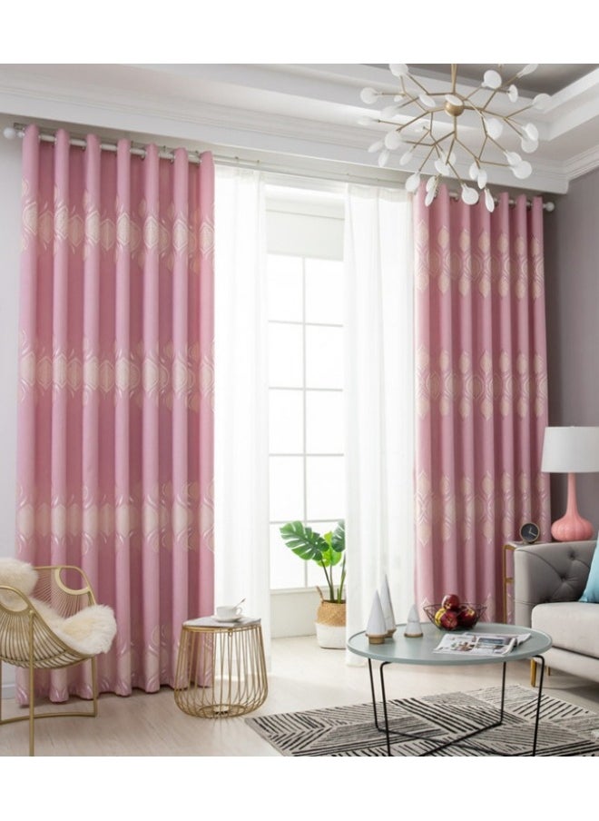 Fabric Nation Curtains Blackout Insulation Noise Reduction Block-sun Window Drapes for Livingroom Bedroom 100*250cm Pink