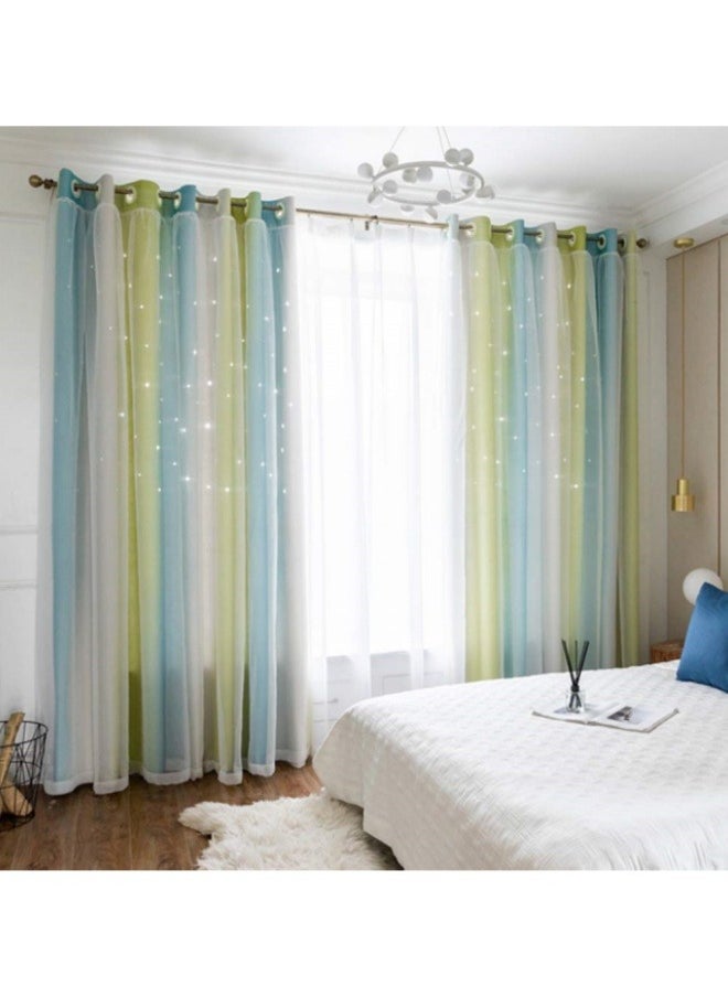 Blackout Curtains, Decorative Thread Foil Blackout Curtains, Thermal Insulated Room Darkening Curtains for Bedroom Living Room 100*250cm