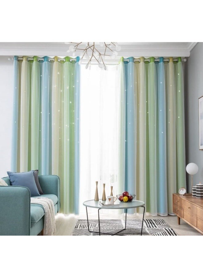 Blackout Curtains, Decorative Thread Foil Blackout Curtains, Thermal Insulated Room Darkening Curtains for Bedroom Living Room 100*250cm