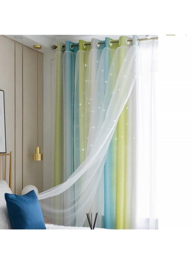 Blackout Curtains, Decorative Thread Foil Blackout Curtains, Thermal Insulated Room Darkening Curtains for Bedroom Living Room 100*250cm