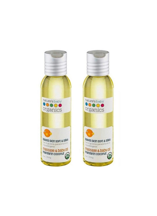 Baby Oil Soothing & Hydrating Shower Oil No Mineral Oil & Nongreasy Soft & Healthy Skin Massage Oil For Newborn & Kids Sunflower & Olive Oil Mandarin Coconut (2