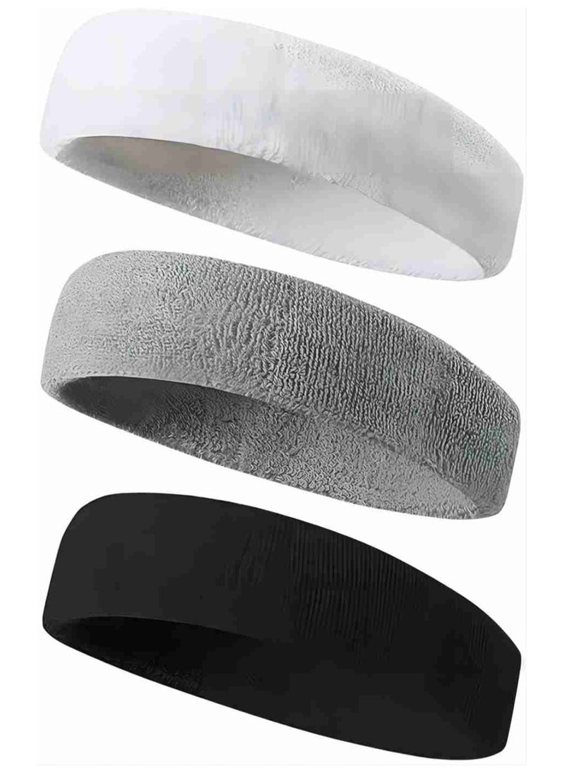 3 Pack Ports Headband For Women Men Girls Boys Super Comfy Sports Sweatband For Gym Workout Yoga Soccer Boxing Tennis