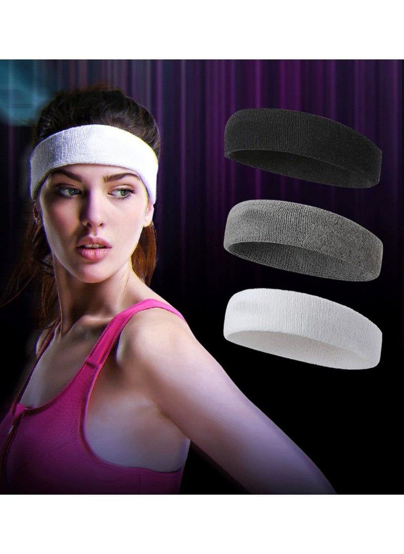 3 Pack Ports Headband For Women Men Girls Boys Super Comfy Sports Sweatband For Gym Workout Yoga Soccer Boxing Tennis