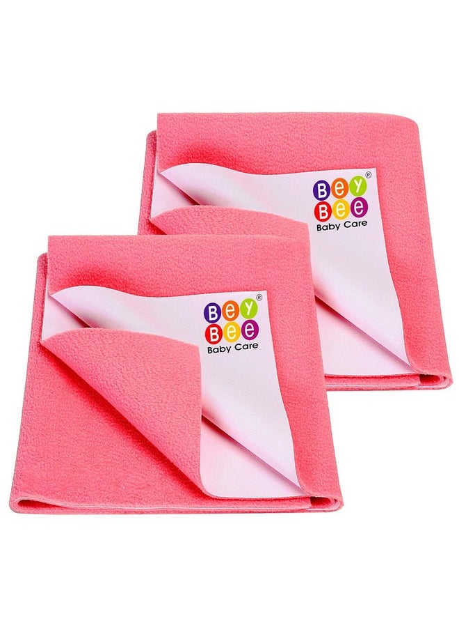 Beybee Waterproof Quick Dry Sheet For Baby|Anti-Piling Fleece Extra Absorbent Washable Matress Protector| Baby Bed Protector Sheet For Toddler, (Medium Pack Of 2, 70X100Cm, Solmon Rose)