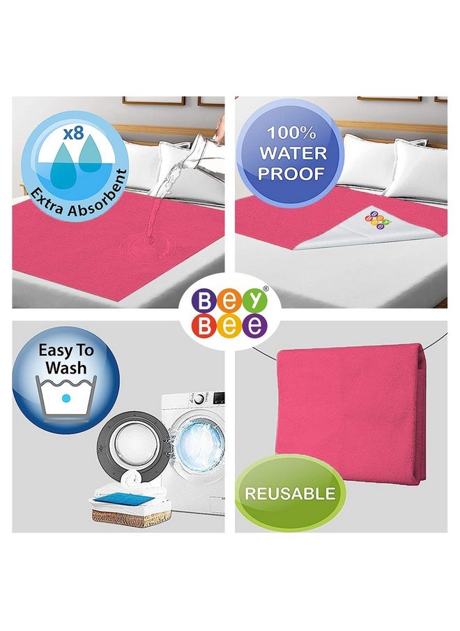 Beybee Waterproof Quick Dry Sheet For Baby|Anti-Piling Fleece Extra Absorbent Washable Matress Protector| Baby Bed Protector Sheet For Toddler, (Medium Pack Of 2, 70X100Cm, Solmon Rose)