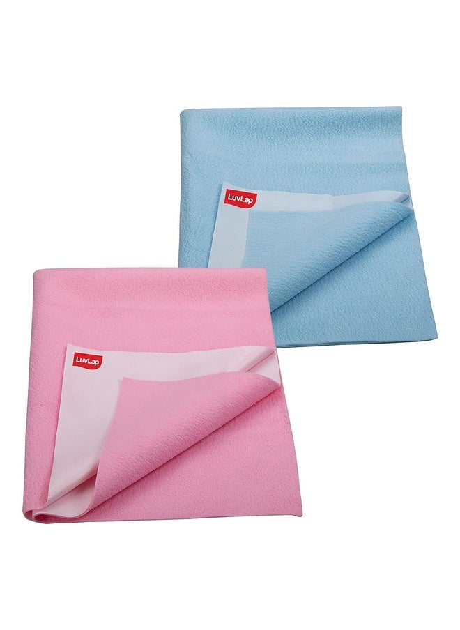 Instadry Anti-Piling Fleece Extra Absorbent Quick Dry Sheet For Baby, Baby Bed Protector, Waterproof Baby Sheet, Small Size 70X100Cm, Pack Of 2, Sky Blue & Baby Pink