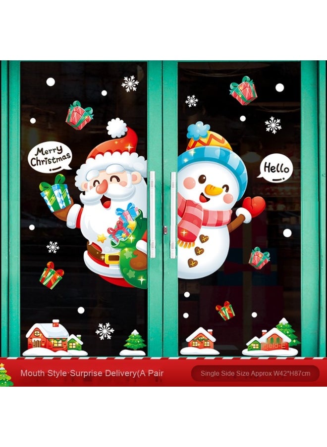 2025 Christmas Static Cling Glass Door Stickers - Santa Claus Window Decoration