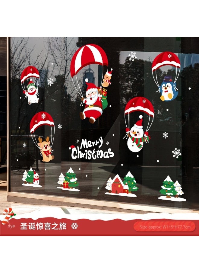 2025 Christmas Static Cling Window Stickers - Santa Claus Holiday Decorations