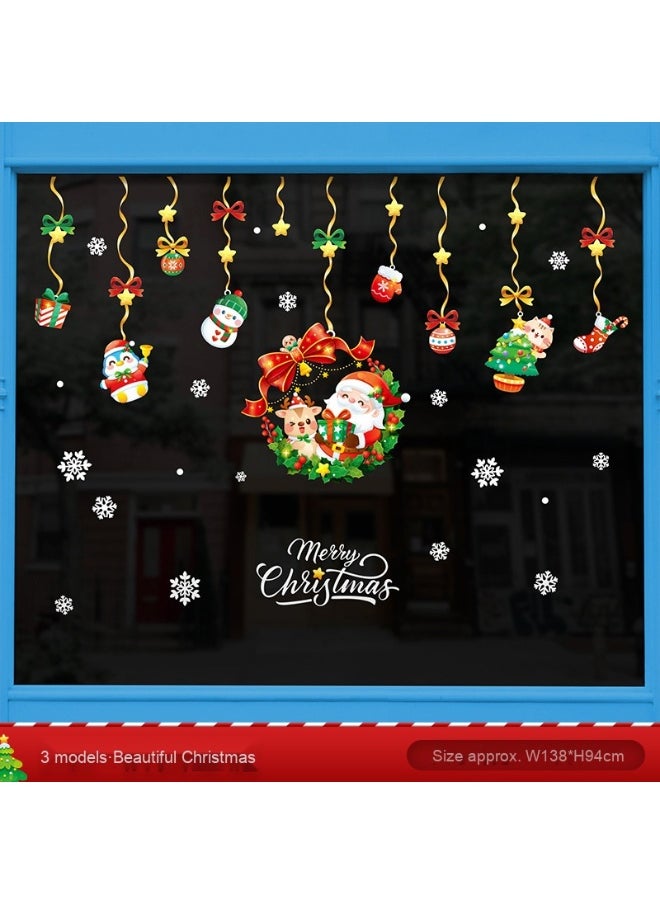 2025 Christmas Static Cling Glass Door Stickers - Santa Claus Window Decoration