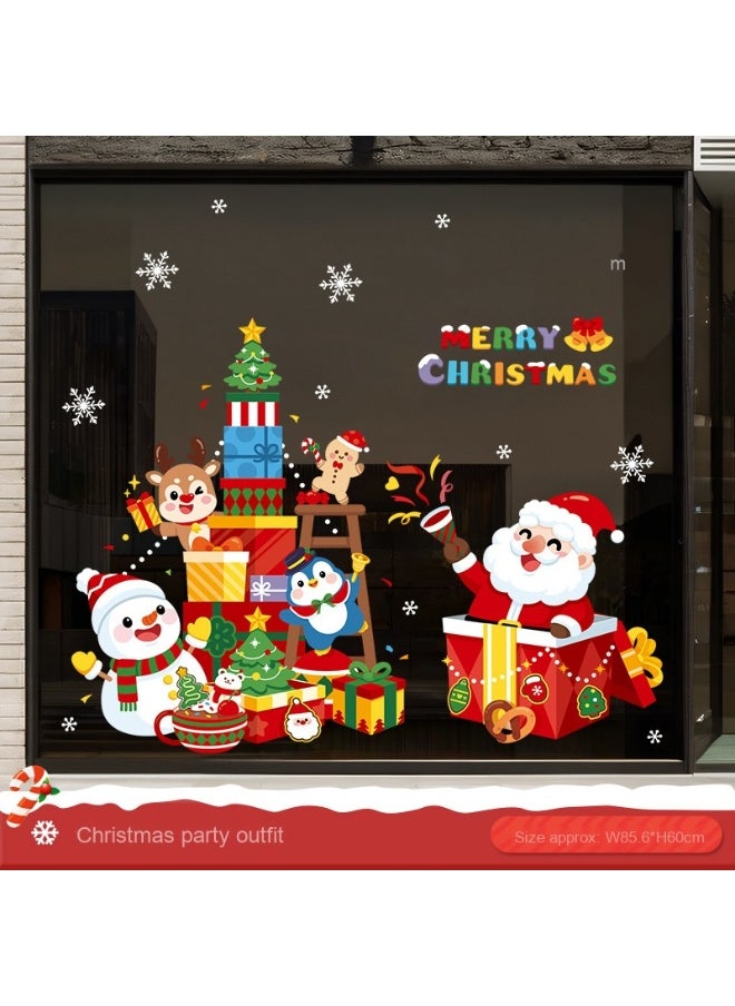 2025 Christmas Static Cling Window Stickers - Santa Claus Holiday Decorations