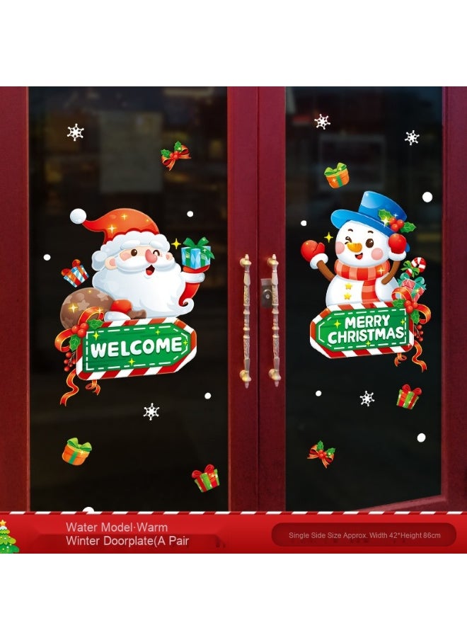 2025 Christmas Festive Static Cling Window Stickers - Santa Claus Decorative Window Decals