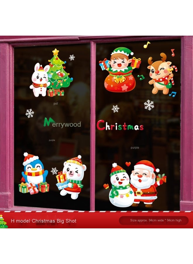 2025 Christmas Static Cling Glass Door Decals - Santa Claus Window Decorations