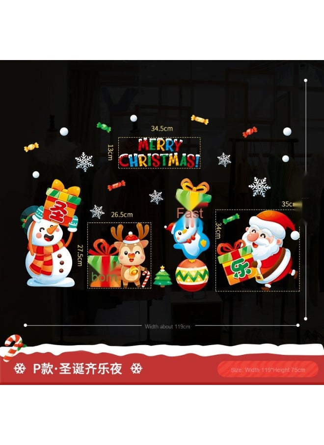 2025 Christmas Static Glass Door Stickers - Santa Claus Window Decorations