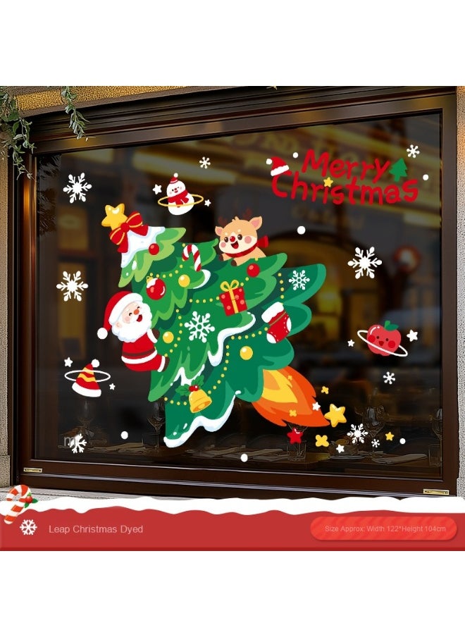 2025 Christmas Static Cling Glass Door Stickers - Santa Claus Window Decorations