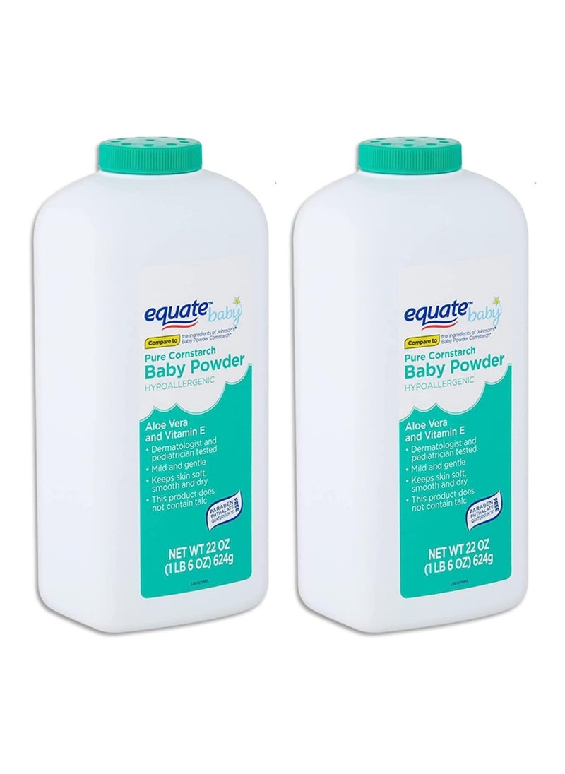 Pack Of 2 Baby Powder With Aloe And Vitamin E, 22Oz
