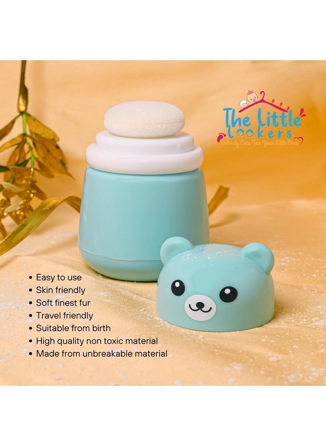 Portable Baby Skin Care Baby Powder Puff With Box Holder Container For New Born & Kids For Baby Face & Body (Pink & Blue)