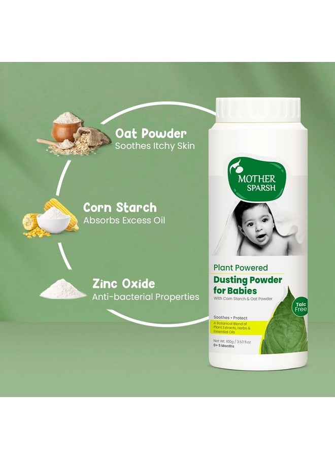Plant Powered Talc Free Dusting Powder For Babies- 100G X 3 | With Corn Starch & Oat Powder