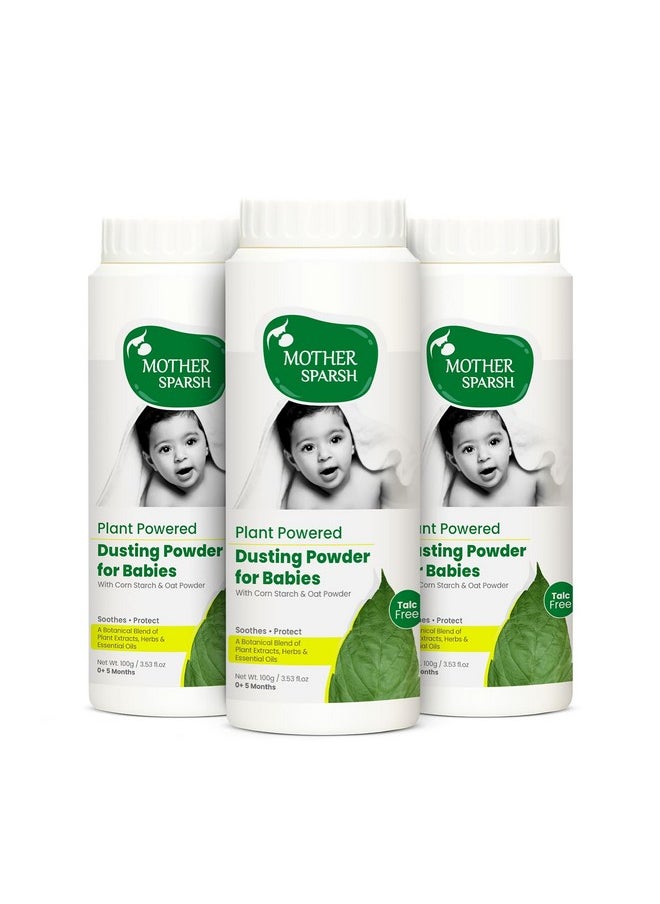 Plant Powered Talc Free Dusting Powder For Babies- 100G X 3 | With Corn Starch & Oat Powder