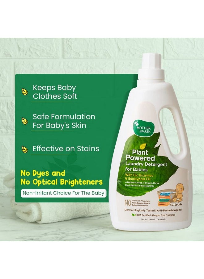 Plant Powered Baby Laundry Liquid Detergent With Bio - Enzymes And Eucalyptus Oil | Without Dyes & Optical Brighteners -1 Litre