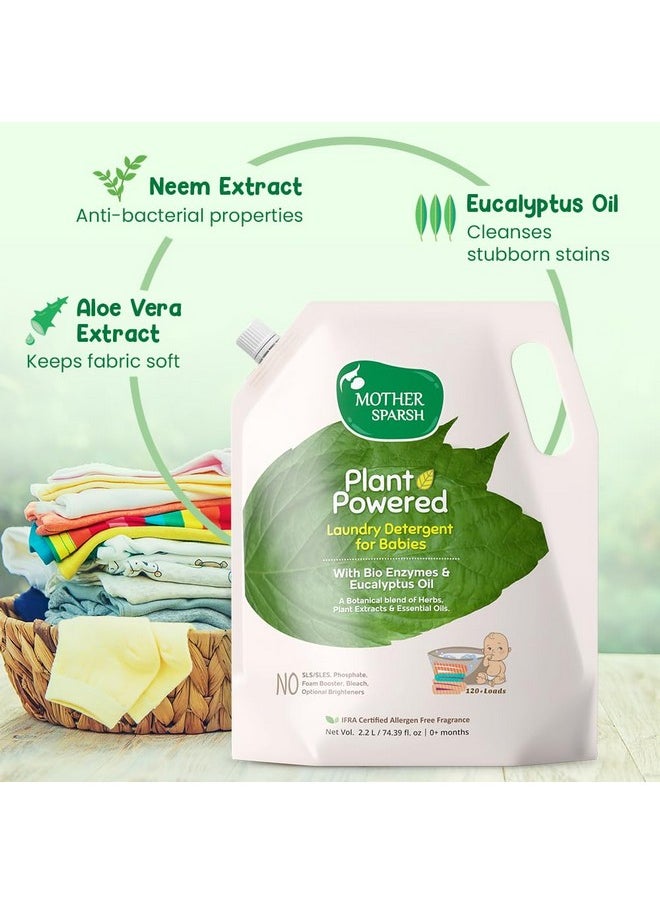 Plant Powered Baby Laundry Liquid Detergent (2.2 Litres) With Bio - Enzymes And Eucalyptus Oil | Natural Baby Detergent Without Dyes & Optical Brighteners