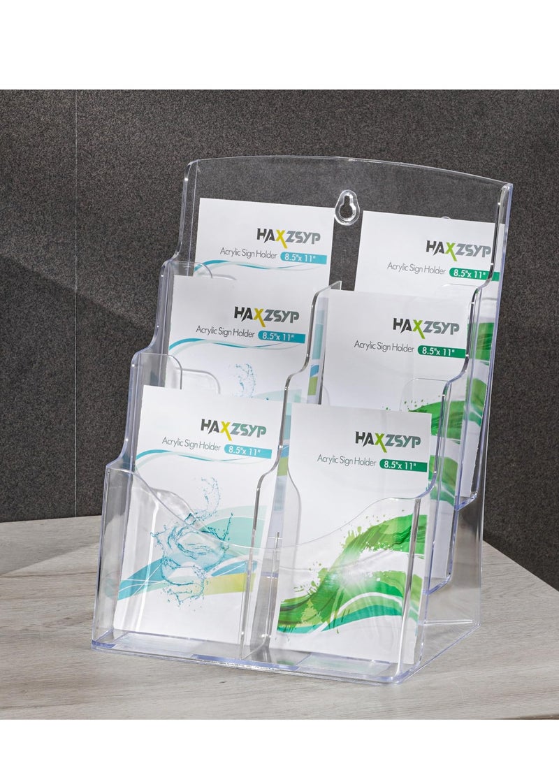 Acrylic Brochure Holder, 3 Tier Clear Display Stand Slant, Plastic Table Stand Sign Holder, Plastic Flyer Display Stand, Document Paper Literature Organizer Holder, for Magazine, Document, Booklet