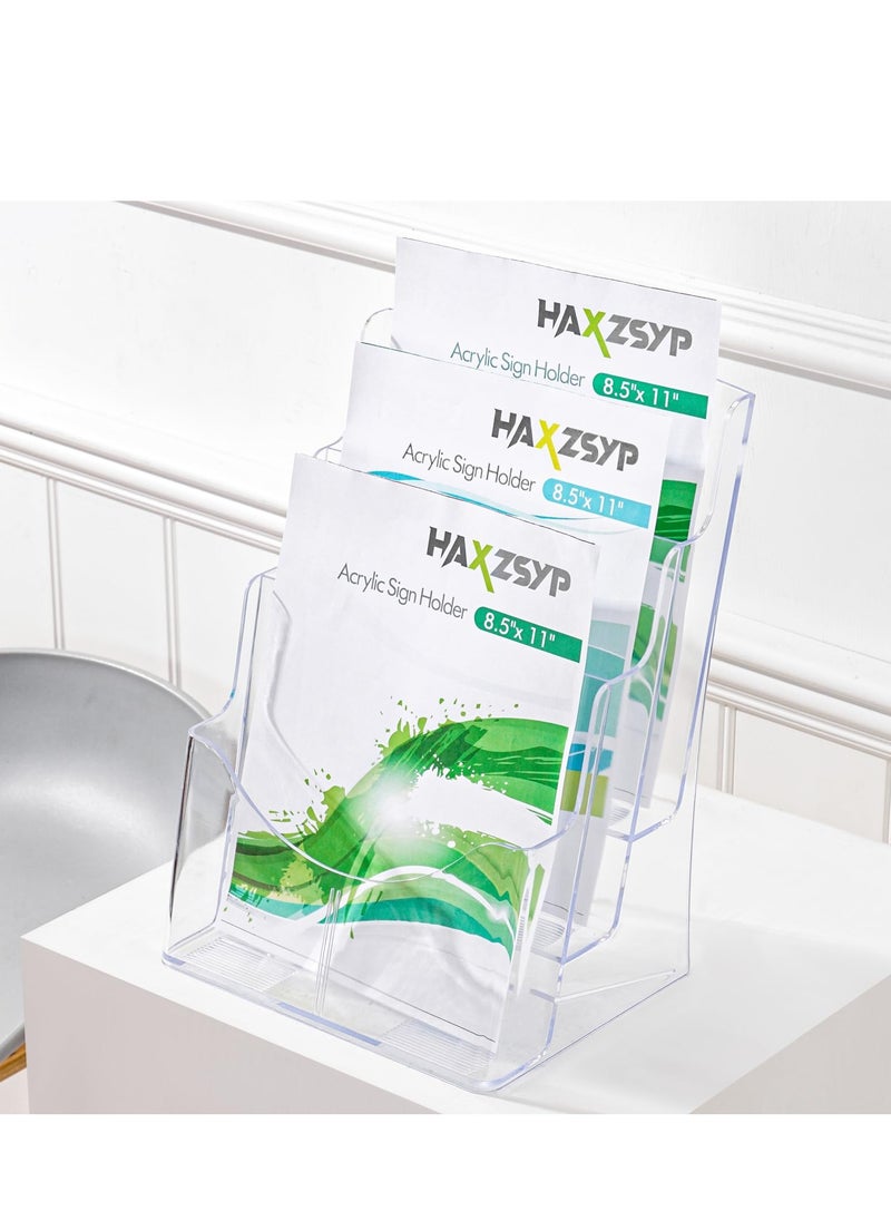 Acrylic Brochure Holder, 3 Tier Clear Display Stand Slant, Plastic Table Stand Sign Holder, Plastic Flyer Display Stand, Document Paper Literature Organizer Holder, for Magazine, Document, Booklet