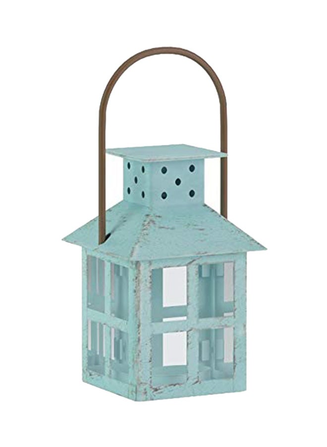 Vintage Decorative Mini Metal Candle Lantern With Hook Blue 4.5x2.5x2.5inch