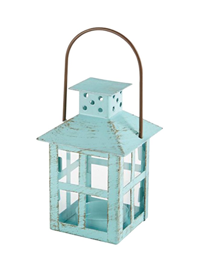 Vintage Decorative Mini Metal Candle Lantern With Hook Blue 4.5x2.5x2.5inch