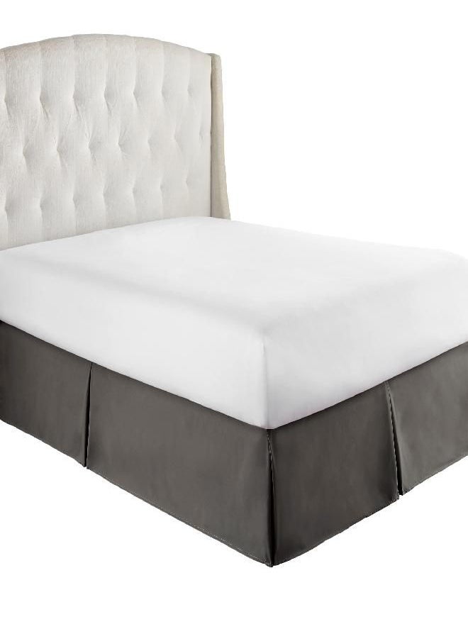 HC Collection Gray King Bed Skirt - Dust Ruffle w/ 14 Inch Drop - Tailored, Wrinkle & Fade Resistant