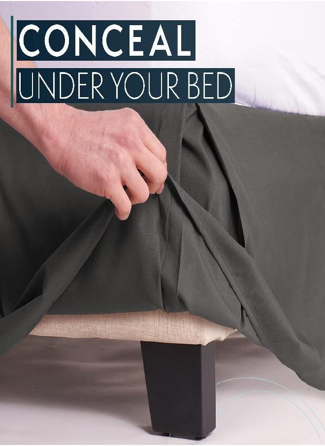 HC Collection Gray King Bed Skirt - Dust Ruffle w/ 14 Inch Drop - Tailored, Wrinkle & Fade Resistant