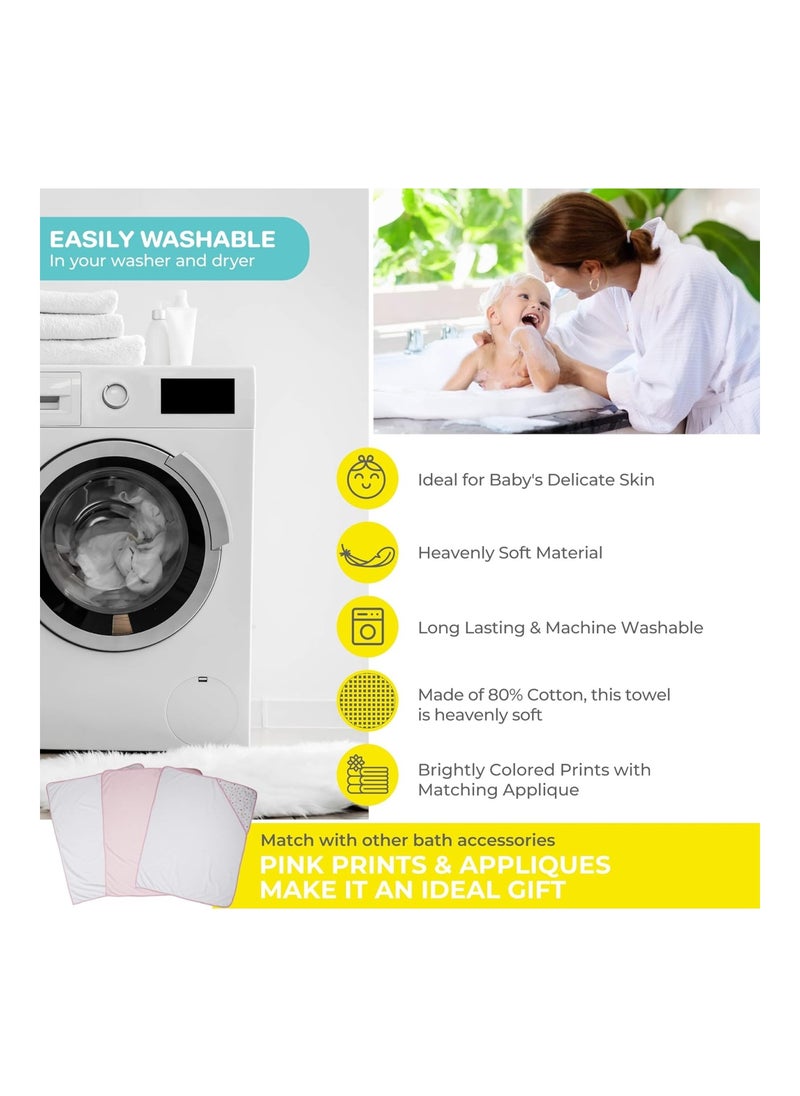 Baby 3 Pack Soft Terry Hooded Towel Set For Newborn Boys And Girls, 26X30 Inch, Pink Butterfly, (301-007)