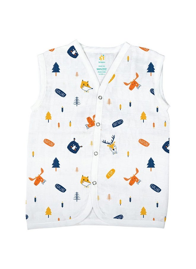 Button Type 100% Organic Muslin Jhabla (Medium (3-6 Months), Multicolor 1)