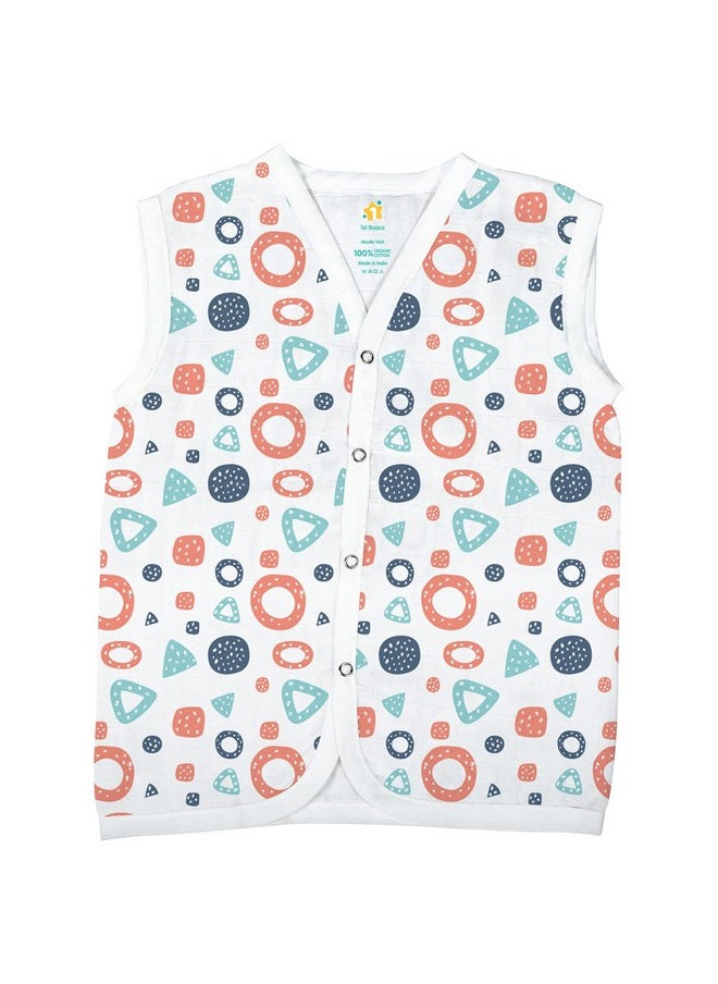 Button Type 100% Organic Muslin Jhabla (Medium (3-6 Months), Multicolor 1)