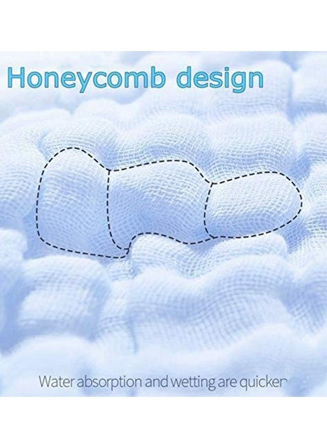 Baby Super Soft Absorbent Muslin 6 Layer Wash Towel- 100X100 Cm - (0-3 Years)- Blue And 5 Muslin Naplin Wipes