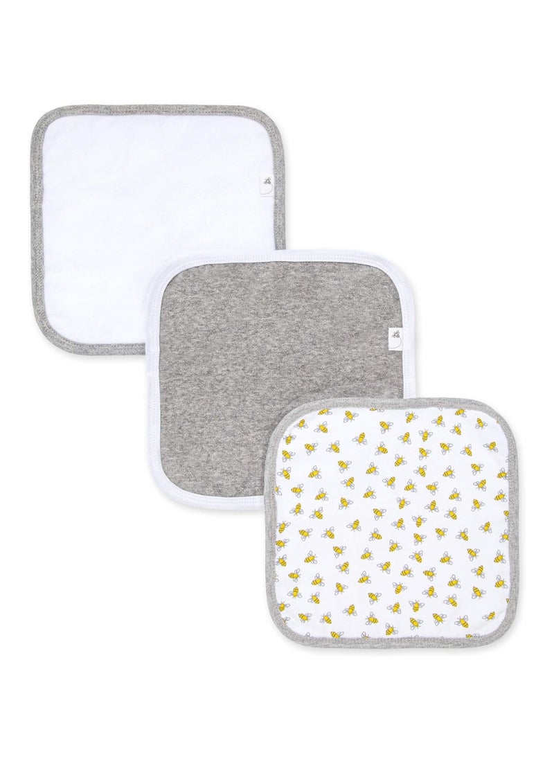 Washcloths, Absorbent Knit Terry, Super Soft 100% Organic Cotton