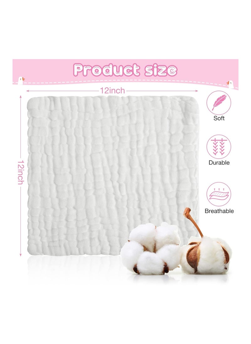 Pack Of 20 Baby Muslin Washcloths, 12 X 12 inches, White