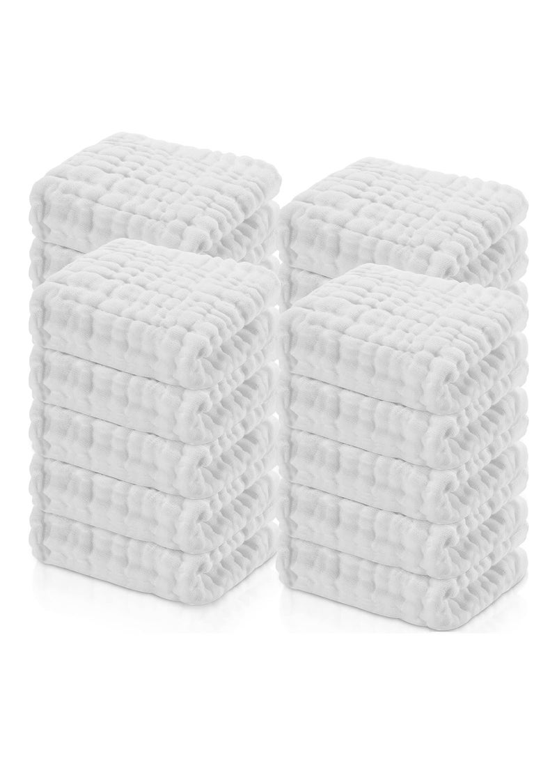 Pack Of 20 Baby Muslin Washcloths, 12 X 12 inches, White