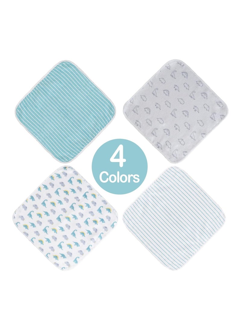 Baby Washcloths And Face Cloth, Soft Baby Wash Cloths 24 Pack, Newborn Bath Face Towel, 9X9 Inches (Dinosaur)