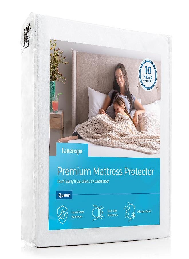 Linenspa Waterproof Smooth Top Premium Twin Mattress Protector, Breathable & Hypoallergenic Twin Mattress Covers - Packaging May Vary, White