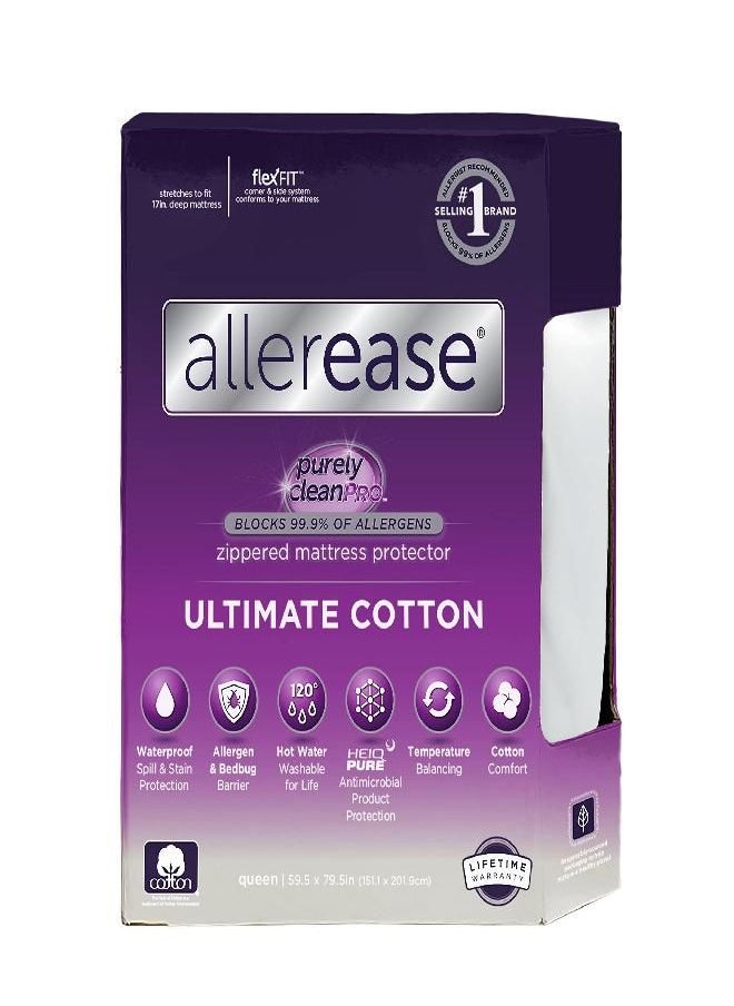 AllerEase Ultimate Allergy Protection and Comfort Zippered Mattress Protector, Twin, White