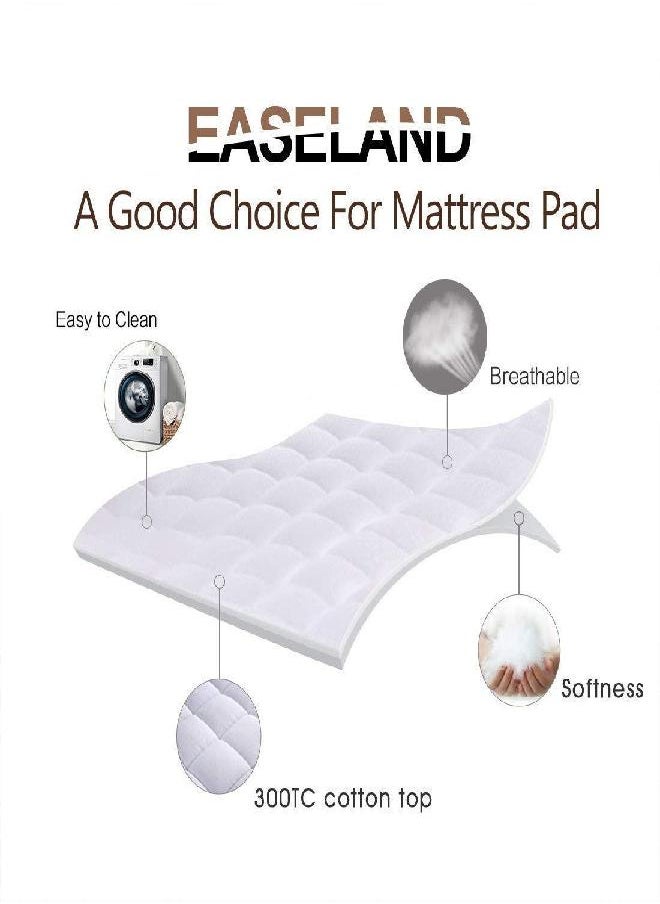 EASELAND Queen Size Mattress Pad Pillow Cover Quilted Fitted Mattress Protector Cotton Top 8-21