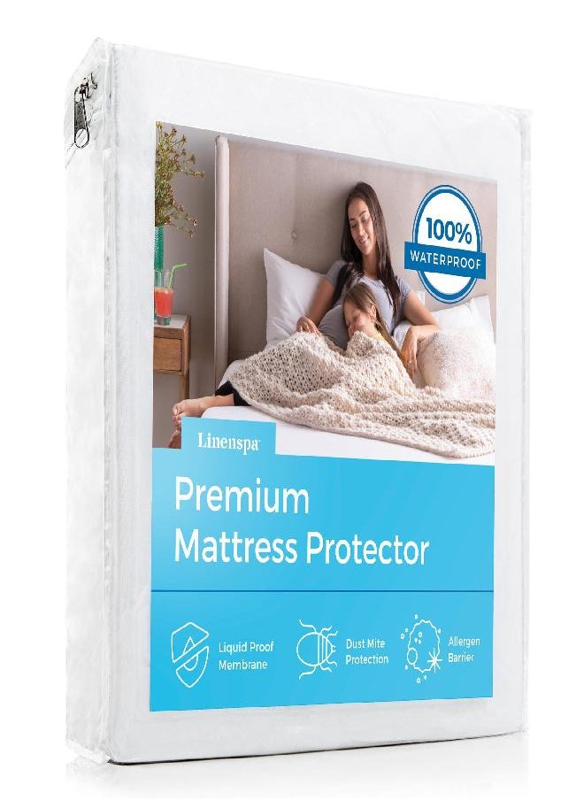 Linenspa Waterproof Smooth Top Premium Full Mattress Protector, Breathable & Hypoallergenic Full Mattress Covers - Packaging May Vary,White