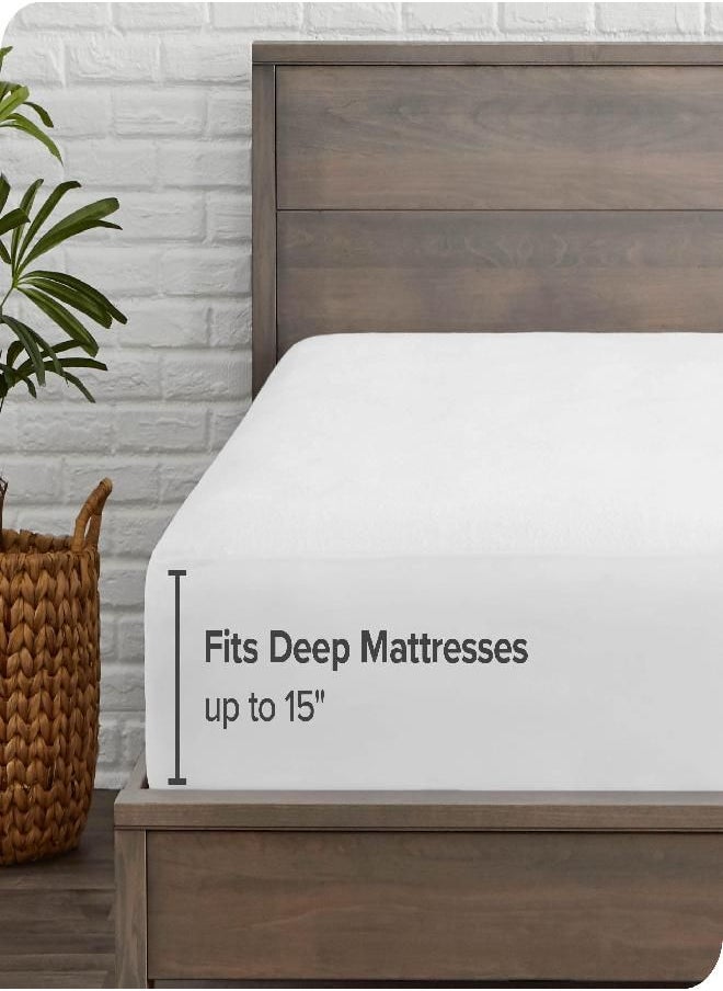 Bare Home Queen Size Mattress Protector - Premium 100% Waterproof Mattress Protector - Vinyl Free - Cooling Mattress Protector (Queen, White)