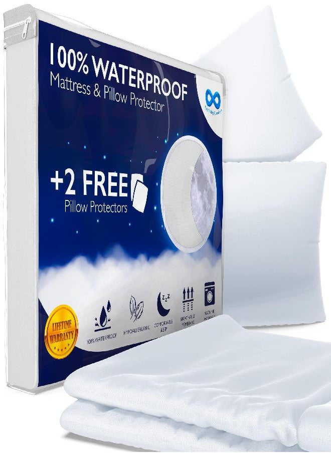 King Size Mattress Protector by Everlasting Comfort - 100% Waterproof Bed Protector, Noiseless, Silent, Snug Fit Up to 18