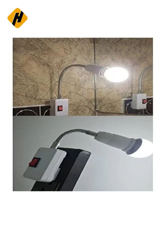 Plug in Light Socket Adapter with On/Off Switch, flexible neck Extension Lamp Bulb Holder Converter for night light Bedside lamp wall lamp bases
