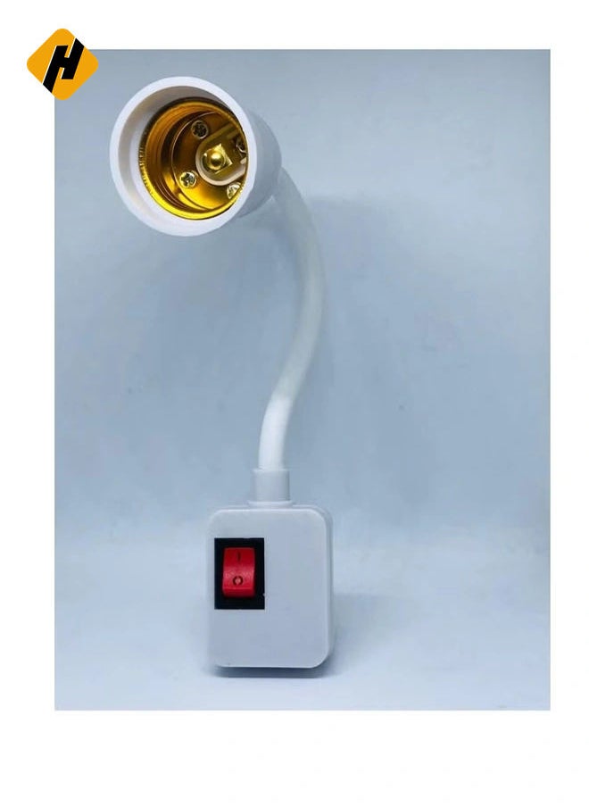 Plug in Light Socket Adapter with On/Off Switch, flexible neck Extension Lamp Bulb Holder Converter for night light Bedside lamp wall lamp bases