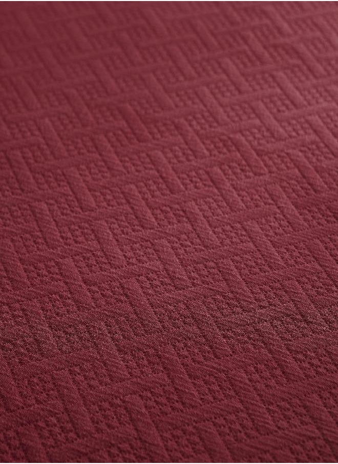 SUPERIOR Jacquard Matelasse 100% Cotton Basketweave 3-Piece Bedspread Set - Queen, Garnet