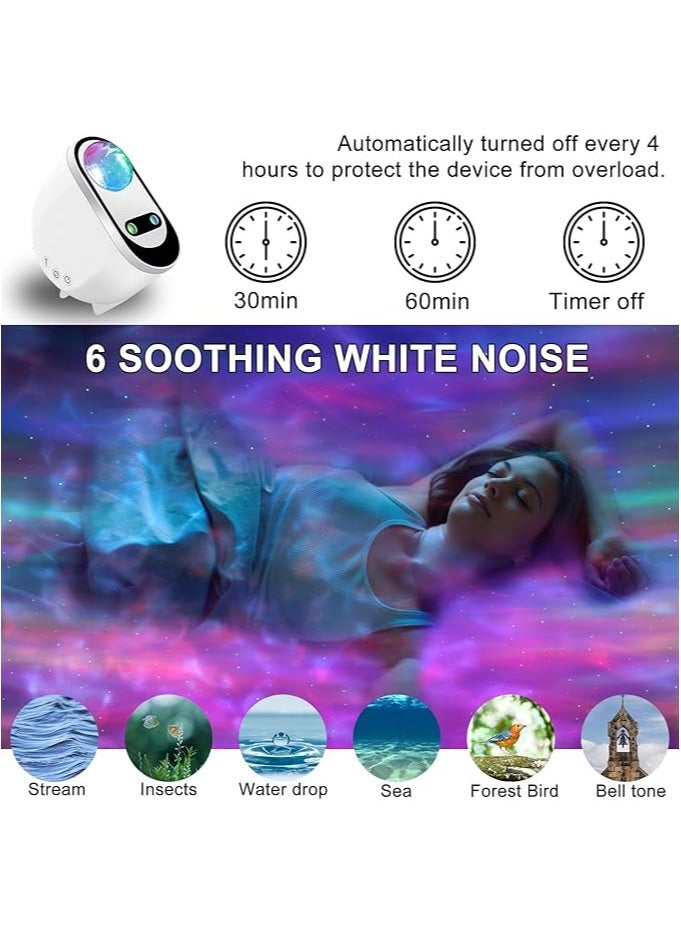 Galaxy Star Projector  Night Light  Projector, 6 White Noise Starry Moon Light with Bluetooth Speaker for Adult Kids Gift, Bedroom, Room Decor