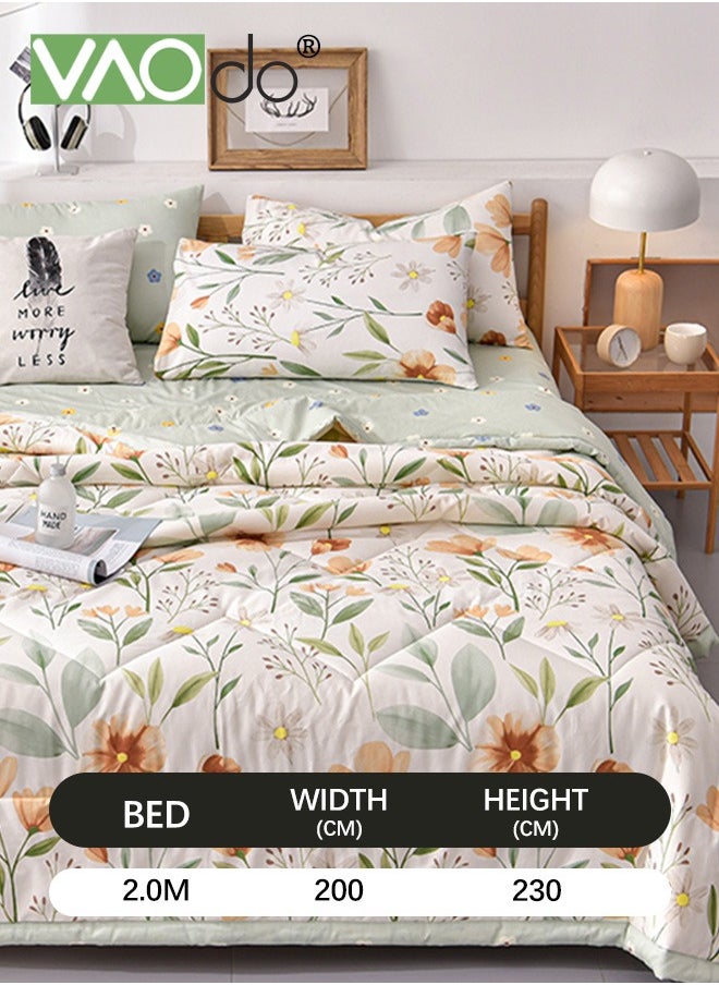 Queen Size Quilt  Overall washable Soft Blanket  Washed Cotton Material Bed Quilt Soft and Breathable Lightweight for Spring Summer Autumn Air-conditioned Room Summer Quilt